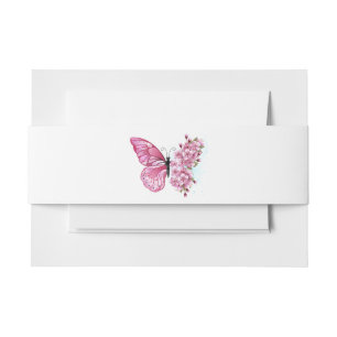 Bloemvink met roze Sakura Uitnodigingen Wikkel