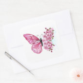 Bloemvink met roze Sakura Vierkante Sticker (Envelop)