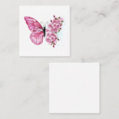 Bloemvink met roze Sakura Vierkante Visitekaartje (Voorkant / Achterkant)