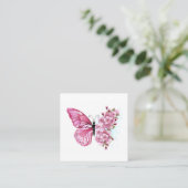 Bloemvink met roze Sakura Vierkante Visitekaartje (Staand voorkant)