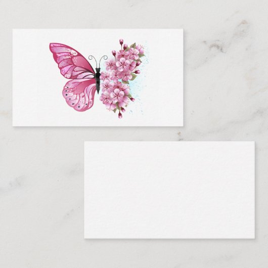Bloemvink met roze Sakura Visitekaartje (Voorkant / Achterkant)