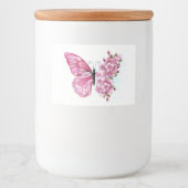 Bloemvink met roze Sakura Voedselcontainer Etiket (Voorkant)