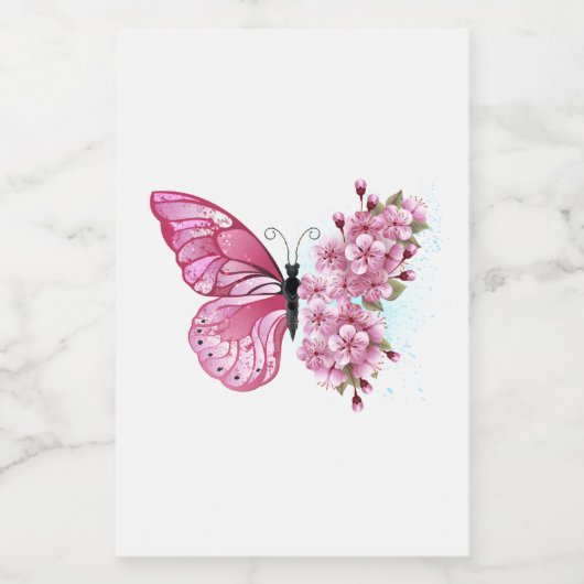 Bloemvink met roze Sakura Voedselcontainer Etiket (Enkel label)