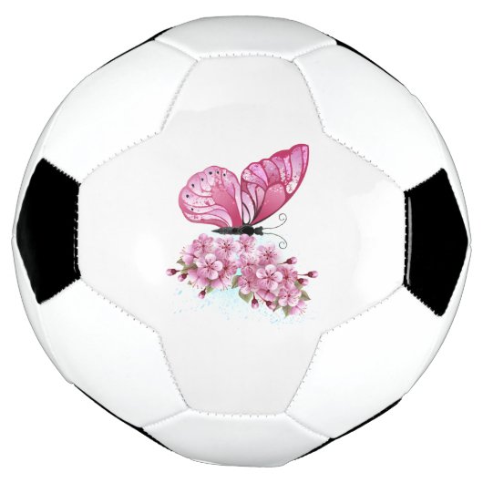 Bloemvink met roze Sakura Voetbal (Gedraaid)