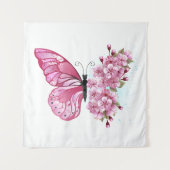 Bloemvink met roze Sakura Wandkleed (Voorkant)