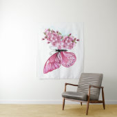 Bloemvink met roze Sakura Wandkleed (In situ)