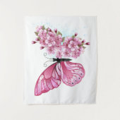 Bloemvink met roze Sakura Wandkleed (Voorkant)