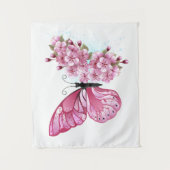 Bloemvink met roze Sakura Wandkleed (Voorkant)
