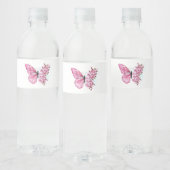 Bloemvink met roze Sakura Waterfles Etiket (Flessen)