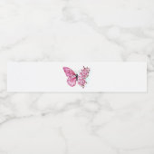 Bloemvink met roze Sakura Waterfles Etiket (Enkel label)