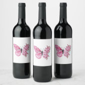 Bloemvink met roze Sakura Wijn Etiket (Flessen)