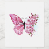 Bloemvink met roze Sakura Wijn Etiket (Enkel label)