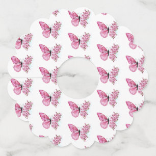 Bloemvink met roze Sakura Wijnglaslabel