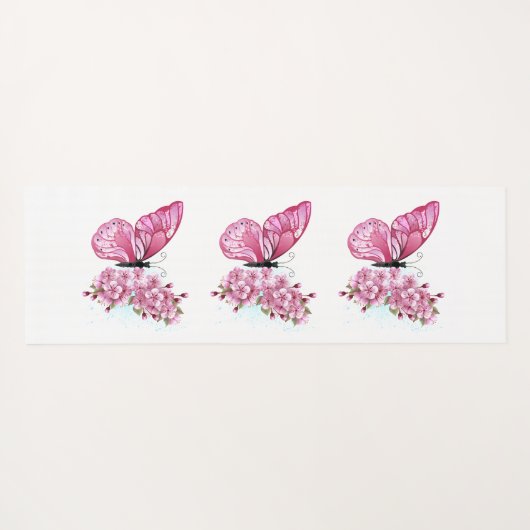 Bloemvink met roze Sakura Yogamat (Achterkant (horizontaal))