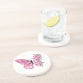 Bloemvink met roze Sakura Zandsteen Onderzetter (Zijkant)