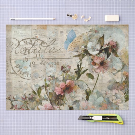 Bloemvink Shabby Collage Postale Ontkoppeling Tissuepapier (Craft)