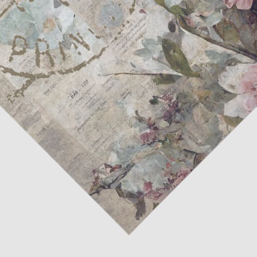 Bloemvink Shabby Collage Postale Ontkoppeling Tissuepapier (Detail)