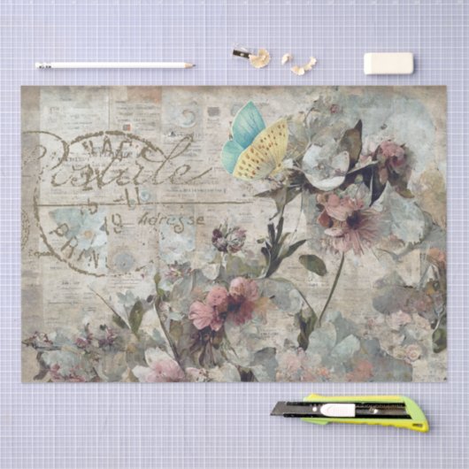 Bloemvink Shabby Collage Postale Ontkoppeling Tissuepapier (Craft)