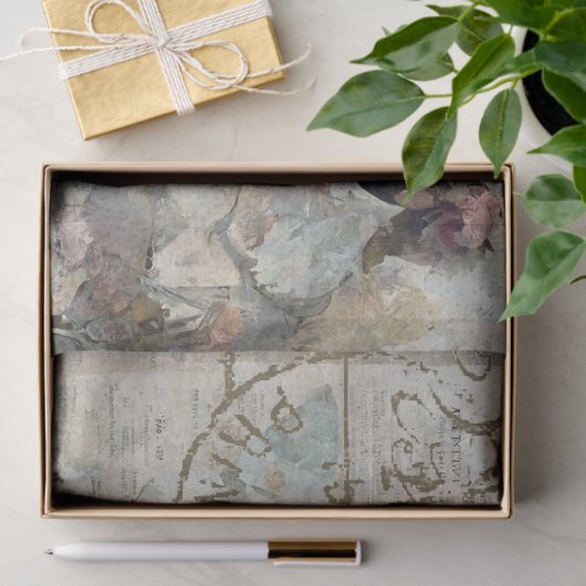 Bloemvink Shabby Collage Postale Ontkoppeling Tissuepapier (Geschenk)