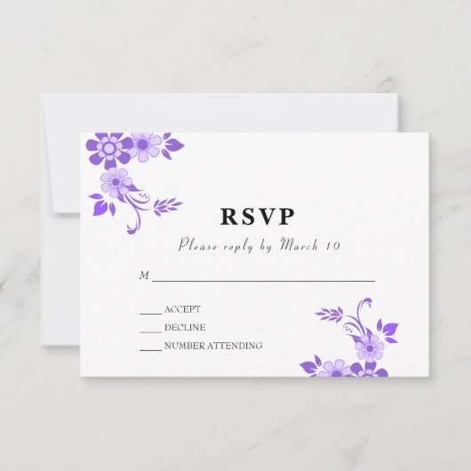 Bloemviolet RSVP Kaartje (Voorkant)