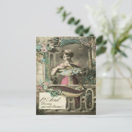 Bloemvis Cornucopia Poisson d'avril Briefkaart (Staand voorkant)