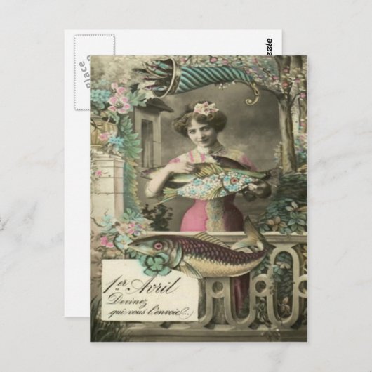 Bloemvis Cornucopia Poisson d'avril Briefkaart (Voorkant / Achterkant)