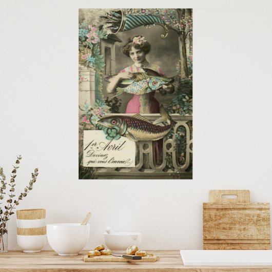 Bloemvis Cornucopia Poisson d'avril Poster (Keuken)