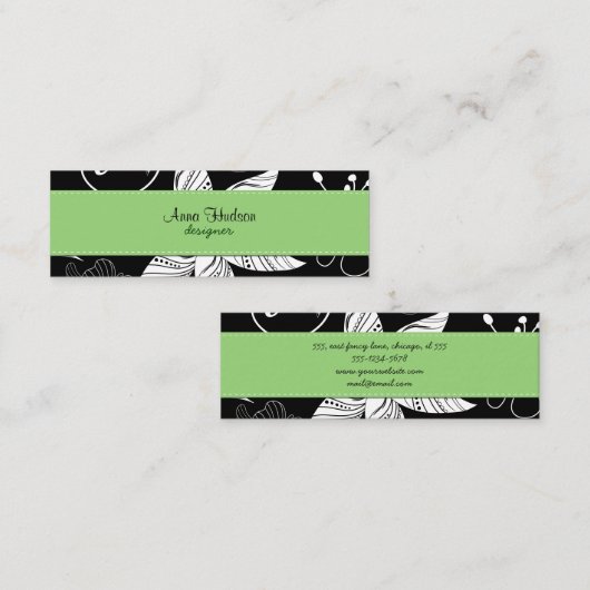 Bloemvlakken, bloemen, bloemkool, bloemkool, bloem mini visitekaartje (Voorkant / Achterkant)