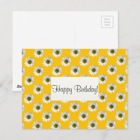 Bloemvlakkige vormgeving op geel briefkaart (Voorkant / Achterkant)