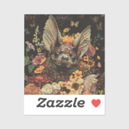 Bloemvleermuis in zwarte Sticker