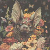 Bloemvleermuis in zwarte Sticker (Voorkant)