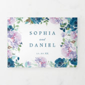 Bloemvliesmarine Wedding Tri-Fold Invitations Drieluik Uitnodiging (Cover)