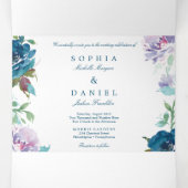 Bloemvliesmarine Wedding Tri-Fold Invitations Drieluik Uitnodiging (Binnenkant midden)