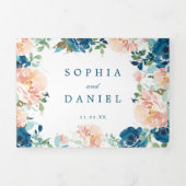 Bloemvliesmarine Wedding Tri-Fold Invitations Drieluik Uitnodiging (Cover)