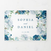 Bloemvliesmarine Wedding Tri-Fold Invitations Drieluik Uitnodiging (Cover)