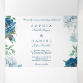 Bloemvliesmarine Wedding Tri-Fold Invitations Drieluik Uitnodiging (Binnenkant midden)