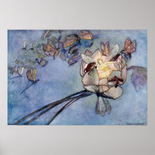 Bloemvliezen en vlinders van Warwick Goble Poster