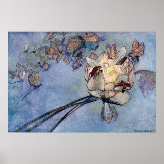Bloemvliezen en vlinders van Warwick Goble Poster (Voorkant)