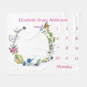 Bloemvlinder Baby Mijlpalen Groei Tracker  Fleece Deken