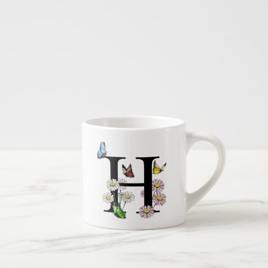 Bloemvlinder Monogram Beginletter H   Espresso Kop (Rechts)