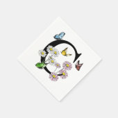 Bloemvlinder Monogram Initiaal C     Servet (Hoek)