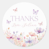 Bloemvlinder Pastel Bruiloft Feest Favor Ronde Sticker (Voorkant)