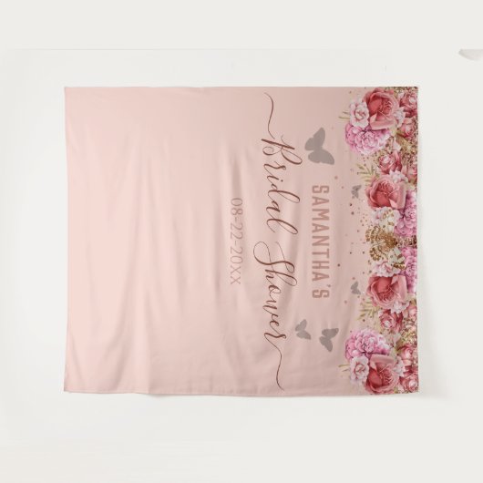 Bloemvlinder Roze Bruiloft Feest Tapijt Wandkleed (Voorkant (horizontaal))