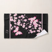 Bloemvlinder Zwart Roze Monogram Bad Handdoek (Handdoek)