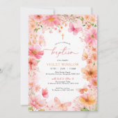 Bloemvlinderdoop Roze Sinaasappel Meisje Kaart (Voorkant)