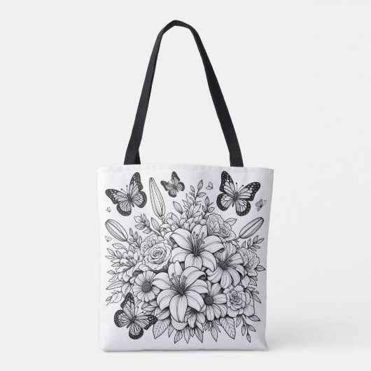 Bloemvlinderkleuring Tote Bag (Achterkant)