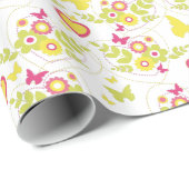 Bloemvlinders en harten lente patroon cadeaupapier (Rol Hoek)