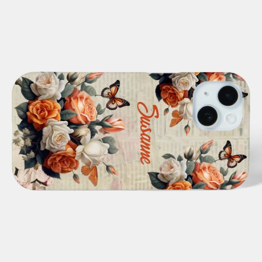 bloemvlinders gepersonaliseerd Case-Mate iPhone case (Achterkant (horizontaal))