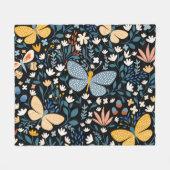 Bloemvlinders: Naadloos met de hand getekend. Fleece Deken (Voorkant (Horizontaal))