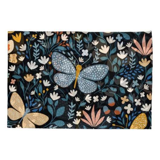 Bloemvlinders: Naadloos met de hand getekend. Kussensloop (Achterkant)